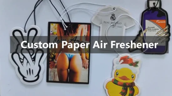 Fragrância de ambientador de papel absorvente de longa duração e publicidade não tóxica ambientador de carro de papel promocional